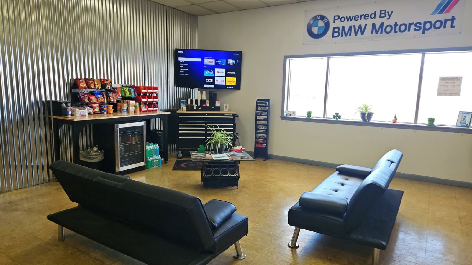 Customer waiting room at Madison Motorsports